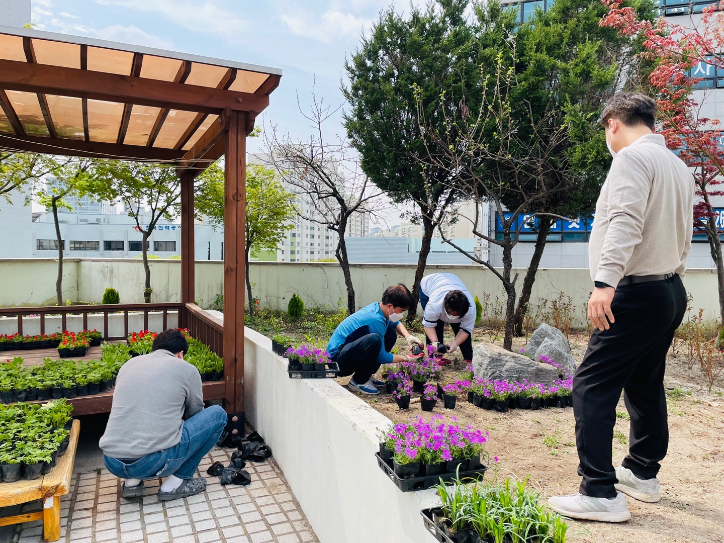 복지관 봄맞이 모종 심기 진행