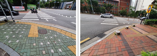 ▲ 서울 북부도로사업소 관할 교차로 편의 점검 결과, 시각장애인 보행환경이 위험한 상태였다.ⓒ한국시각장애인연합회 중앙회 시각장애인편의시설지원센