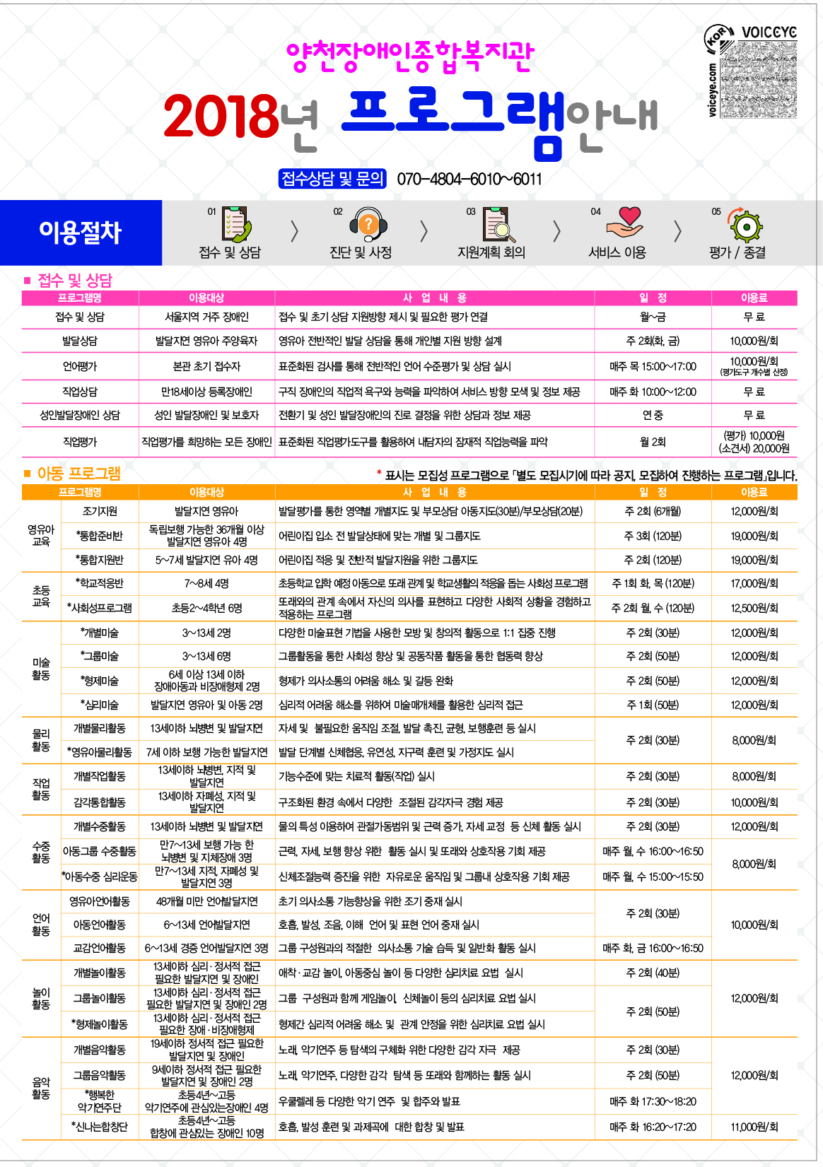 2018년 프로그램 안내