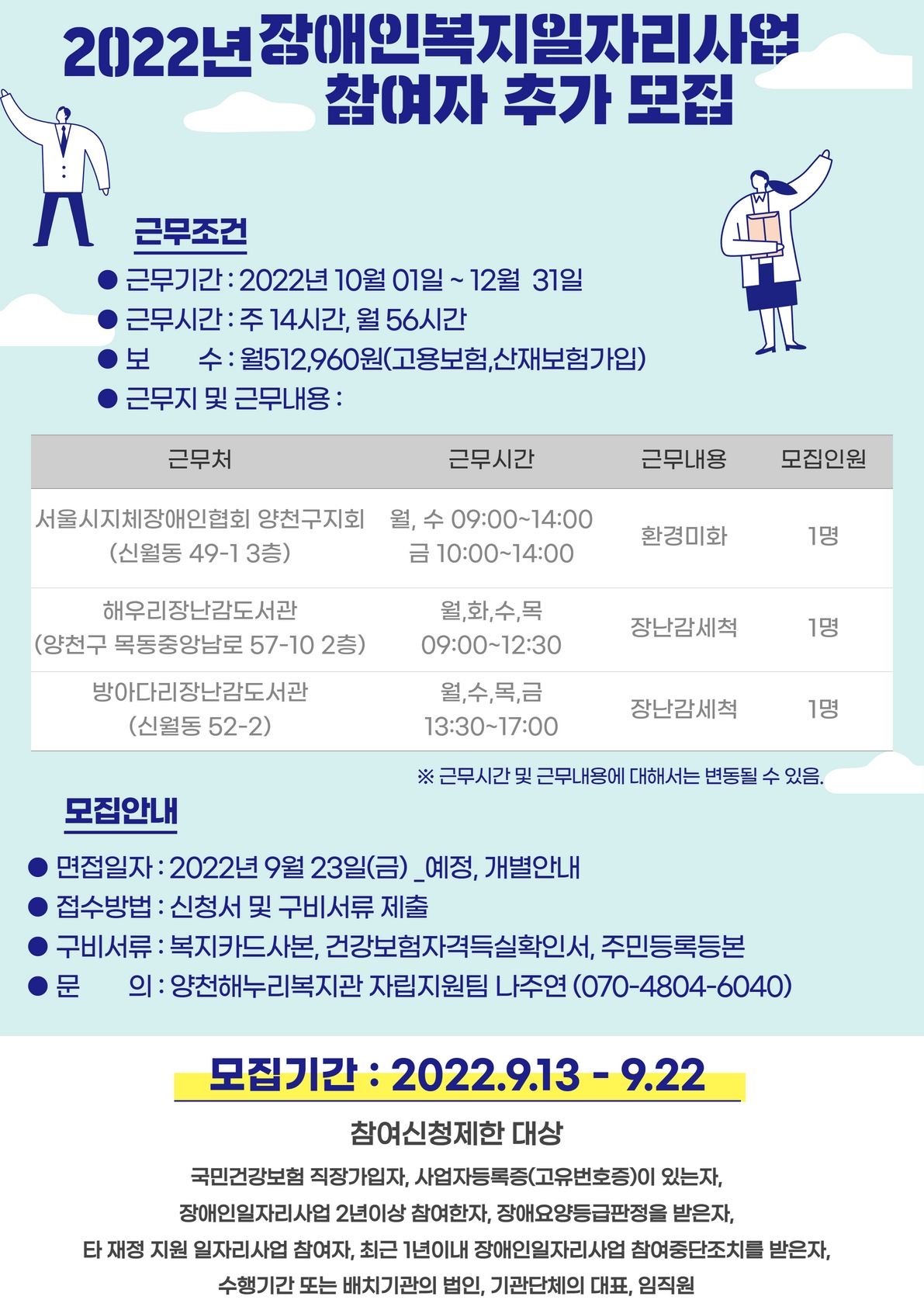 2022년 장애인일자리사업 참여자 추가모집